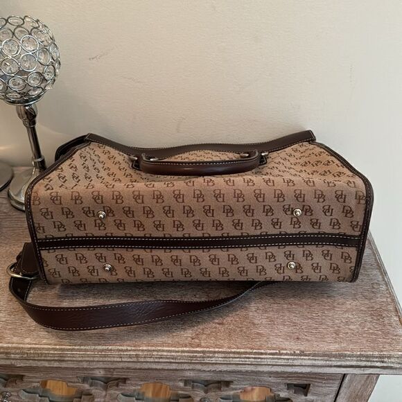Dooney & Bourke Double Pocket Canvas Tote with Leather Trim- Tan/Brown - Picture 5 of 16